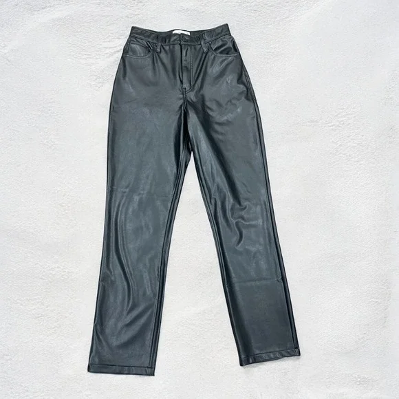 Abercombie & Fitch The 90's Curve Love Vegan Leather Ankle Straight Pant 29 NWOT - Picture 2 of 6